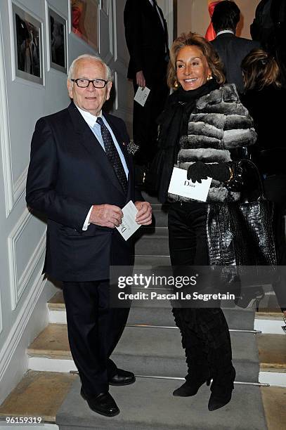 Pierre Cardin and guest attend the Christian Dior Haute-Couture show as part of the Paris Fashion Week Spring/Summer 2010 at Boutique Dior on January...
