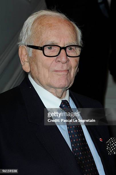 Pierre Cardin attends the Christian Dior Haute-Couture show as part of the Paris Fashion Week Spring/Summer 2010 at Boutique Dior on January 25, 2010...