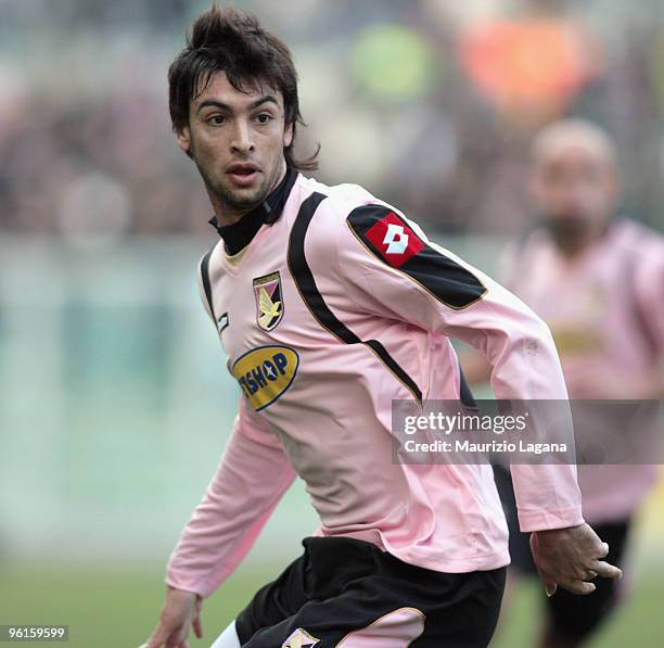 Javier Pastore of Palermo is shown in action during the Serie A match between Palermo and Fiorentina at Stadio Renzo Barbera on January 24, 2010 in...