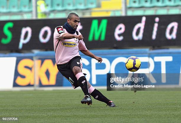 Fabio Liverani of Palermo is shown in action during the Serie A match between Palermo and Fiorentina at Stadio Renzo Barbera on January 24, 2010 in...