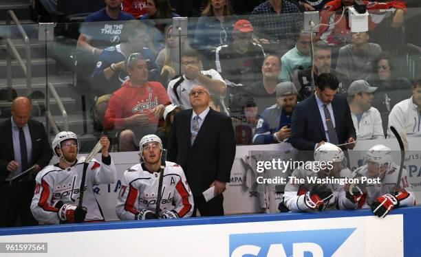 Washington Capitals head coach Barry Trotz during the second period of Game 2 of the Eastern Conference finals at Amalie Arena on Sunday, May 13,...