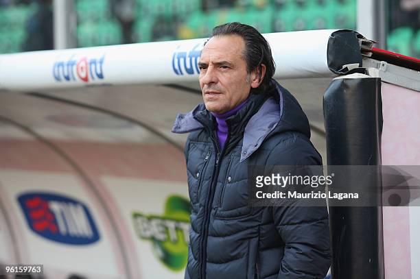 Cesare Prandelli coach of Fiorentina lookn on during the Serie A match between Palermo and Fiorentina at Stadio Renzo Barbera on January 24, 2010 in...