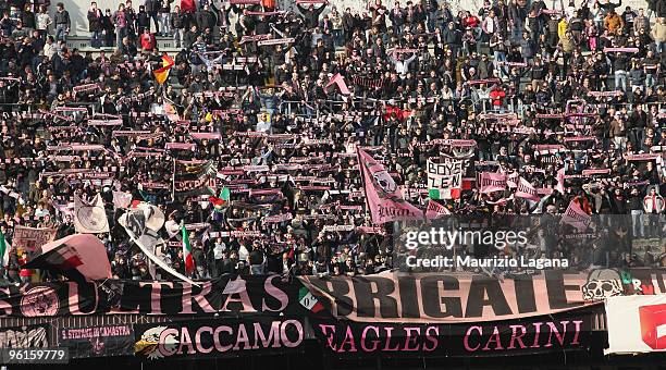 Supporters of Palermo during the Serie A match between Palermo and Fiorentina at Stadio Renzo Barbera on January 24, 2010 in Palermo, Italy.