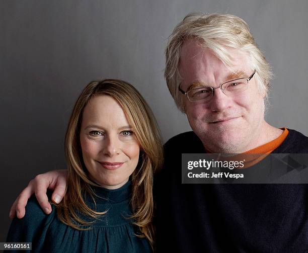 Actress Amy Ryan and actor/director Philip Seymour Hoffman pose for a portrait during the 2010 Sundance Film Festival held at the WireImage Portrait...