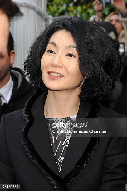 Maggie Cheung attends the Christian Dior Haute-Couture show as part of the Paris Fashion Week Spring/Summer 2010 on January 25, 2010 in Paris, France.