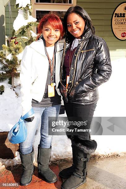 Television personality Shar Jackson and her daughter Cassie walk in Park City on January 24, 2010 in Park City, Utah.