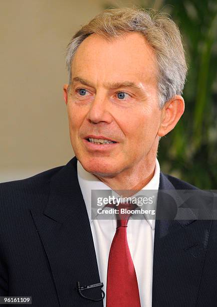 Tony Blair, former U.K. Prime minister, speaks during an interview at the Global Competitiveness Forum in Riyadh, Saudi Arabia, on Monday, Jan. 25,...
