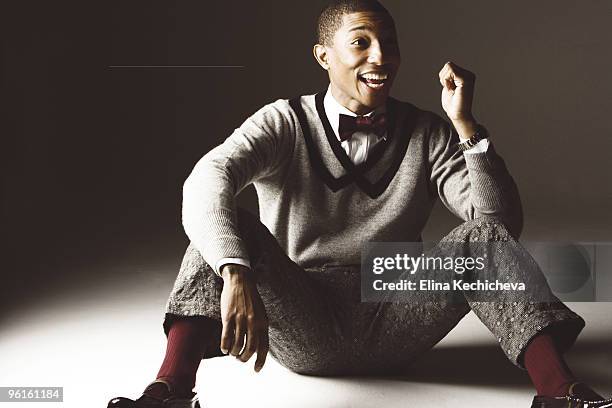 Singer Pharell Williams poses at a portrait session for Jalouse in Paris on June 20, 2008. .