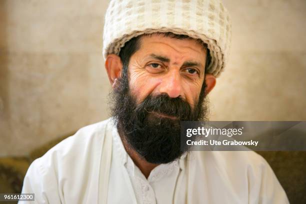 April 23: Wawo Cawus, spiritual scholar of the Yazidis, visits the Central Sanctuary of the Yazidis in Lalish on April 23, 2018 in LALISH, IRAQ.