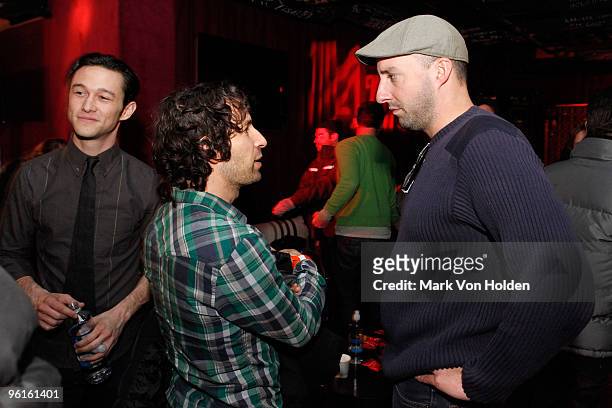 Actors Joseph Gordon-Levitt, Tony Hale, and director Spencer Susser attend the Variety Studio at Sundance Day 2 on January 23, 2010 in Park City,...
