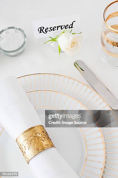 restaurant place setting - napkin ring stock pictures, royalty-free photos & images