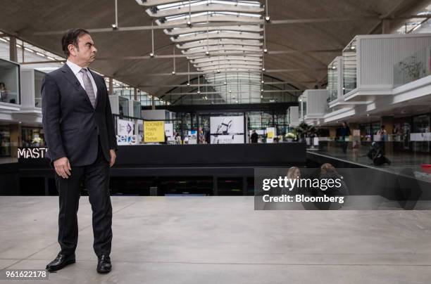 Carlos Ghosn, chairman of the alliance between Renault SA, Nissan Motor Co. And Mitsubishi Motors Corp., looks on during a Bloomberg Television...
