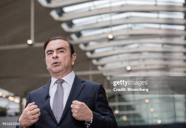 Carlos Ghosn, chairman of the alliance between Renault SA, Nissan Motor Co. And Mitsubishi Motors Corp., speaks during a Bloomberg Television...