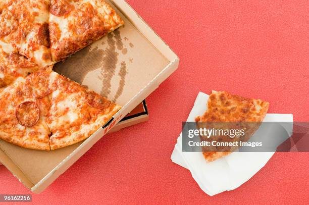 takeaway pizza - greasy pizza box stock pictures, royalty-free photos & images
