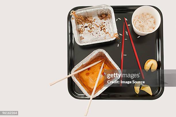 chinese food - after party mess stock pictures, royalty-free photos & images