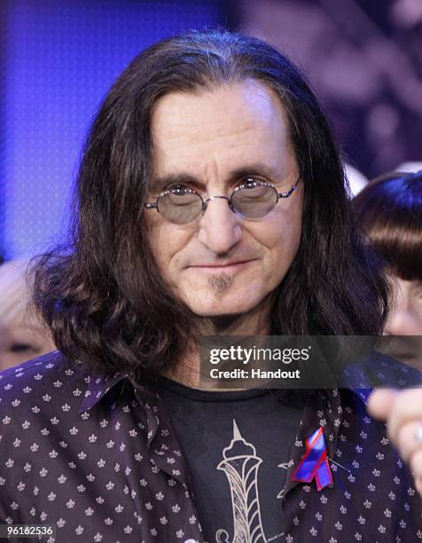 In this handout photo provided by Pimentel Photography, Geddy Lee attends the Canada For Haiti Benefit on January 22, 2010 in Toronto, Canada.