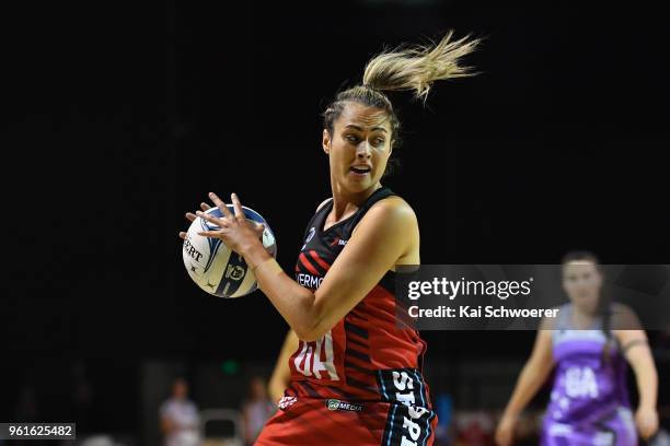 Brooke Leaver of the Tactix looks to pass the ball during the round three ANZ Premiership match between the Mainland Tactix and the Northern Stars at...