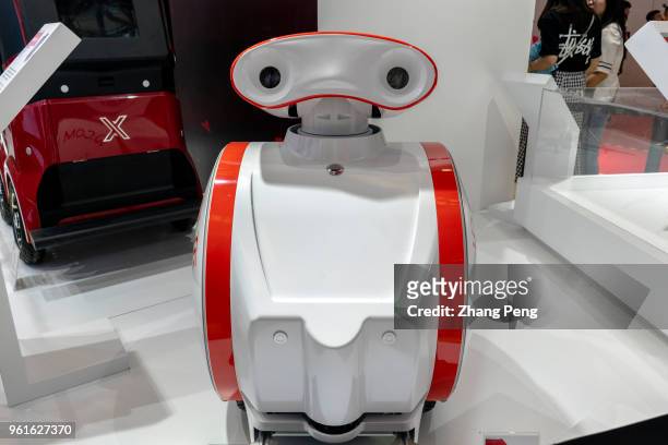 Logistics robot of JD.com. JD.com shows its smart technology in e-commerce to the visitors. The 2nd World Intelligence Congress was held in Tianjin...
