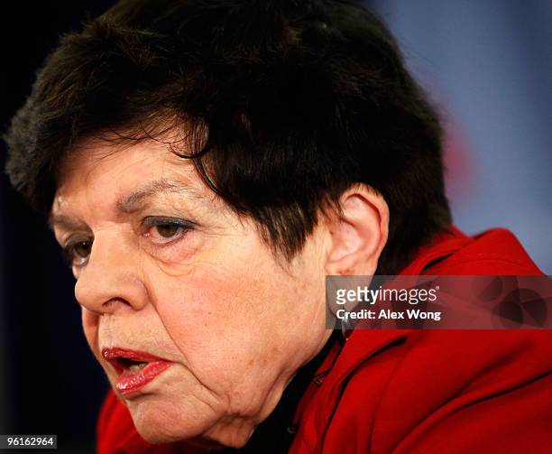 Task Force Co-Chair Alice Rivlin speaks during a news conference to launch the Bipartisan Policy Center's Debt Reduction Task Force January 25, 2010...