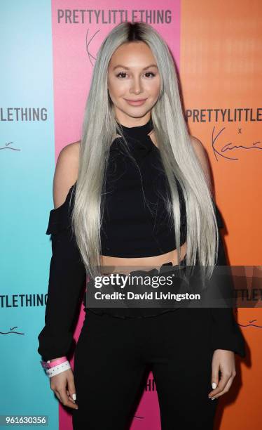 Personality Corinne Olympios attends the PrettyLittleThing x Karl Kani event at Nightingale Plaza on May 22, 2018 in Los Angeles, California.