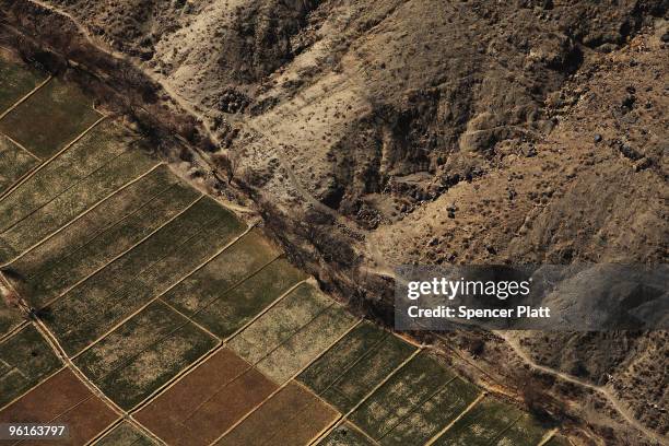 View of the varied landscape of Paktika Province from a military helicopter January 25, 2010 in Paktika Province, Afghanistan. Paktika, which is...