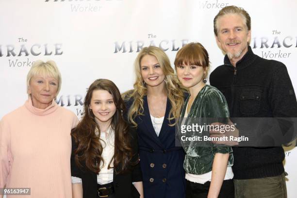Actors Elizabeth Franz, Abigail Breslin, Jennifer Morrison, Alison Pill and Matthew Modine attend a photo call for "The Miracle Worker" on Broadway...