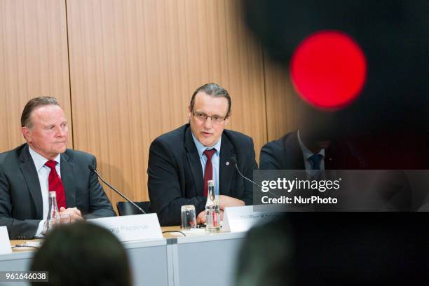 Steffen Koeniger of Anti-immigration populist Alternative fuer Deutschland party is pictured during a press conference regarding an upcoming large...