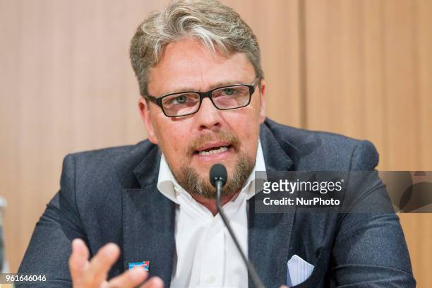 Guido Reil of Anti-immigration populist Alternative fuer Deutschland party is pictured during a press conference regarding an upcoming large scale...