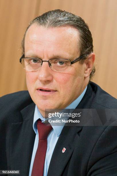 Steffen Koeniger of Anti-immigration populist Alternative fuer Deutschland party is pictured during a press conference regarding an upcoming large...