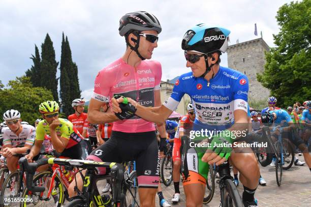 Start / Simon Yates of Great Britain and Team Mitchelton-Scott Pink Leader Jersey / Giulio Ciccone of Italy and Team Bardiani CSF / Blue Mountain...