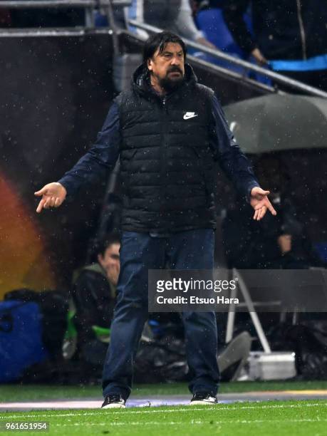 Atletico Madrid assistant coach German Burgos looks on during the UEFA Europa League Final between Olympique de Marseille and Club Atletico de Madrid...