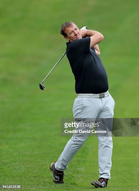 Matthew Le Tissier the former England and Southampton soccer star plays a shot during the pro-am for the 2018 BMW PGA Championship on the West Course...