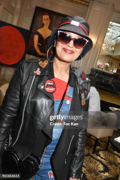 Singer Laam attends Citestars Press Conference at Hotel Saint Petersbourg on May 22, 2018 in Paris, France.