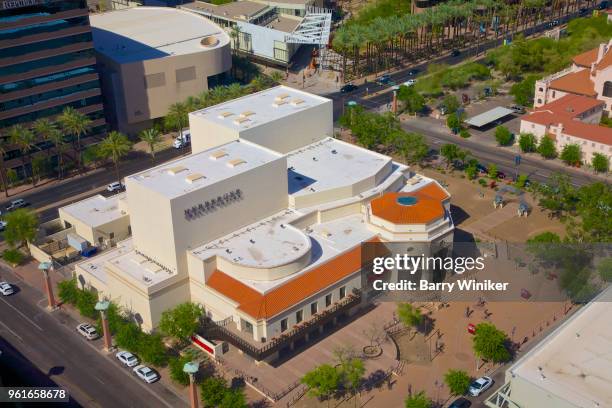 view from above of herberger theater, performing arts venue/theater in downtown phoenix - herberger theater stock pictures, royalty-free photos & images