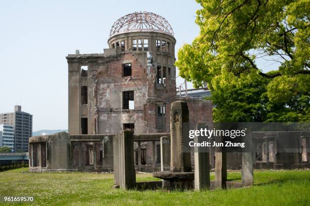 genbaku dome in spring - hiroshima peace memorial stock pictures, royalty-free photos & images