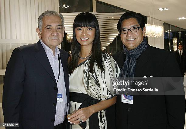 Louis Stern, Mary Ta, Founder and Owner of Minotti Los Angeles, Robert Nieto attend Minotti Los Angeles And LA Art Show Present Young Collectors...