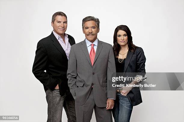 Journalist Geraldo Rivera poses at a portrait session with brother Craig Rivera and Kimberly Guilfoyle in 2008.