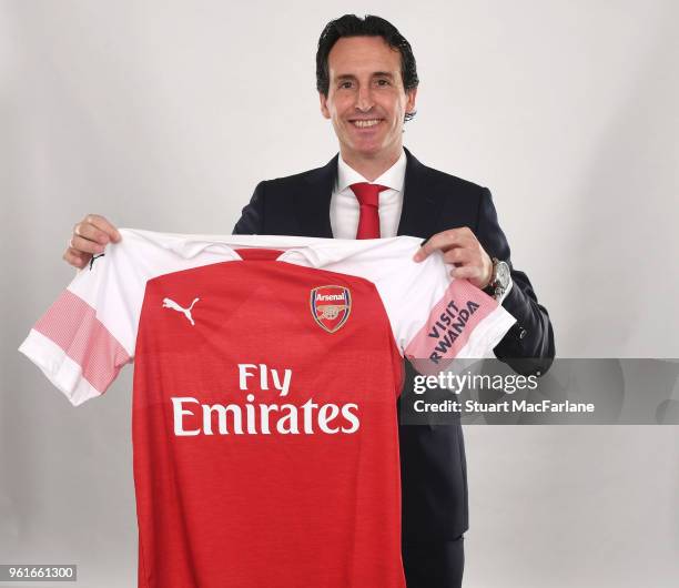 Arsenal unveil their new manager Unai Emery at the Emirates Stadium on May 23, 2018 in London, England.