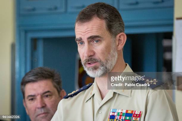 King Felipe VI of Spain visits students of the Spanish Civil Guard Corps and the French National Gendarmerie at the 'Duque de Ahumada' Young Guards...
