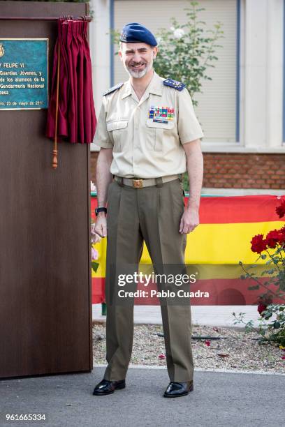 King Felipe VI of Spain visits students of the Spanish Civil Guard Corps and the French National Gendarmerie at the 'Duque de Ahumada' Young Guards...