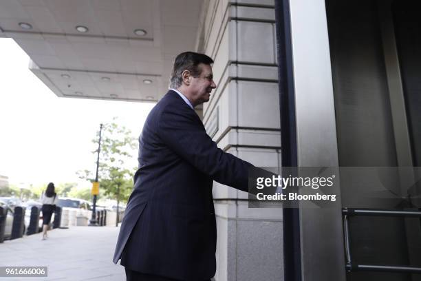 Paul Manafort, former campaign manager for Donald Trump, arrives at federal court in Washington, D.C., U.S., on Wednesday, May 23, 2018. Lawyers...