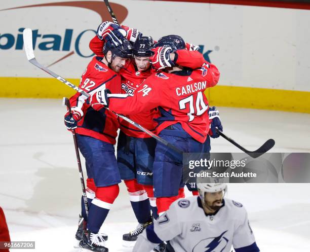 Alex Killorn of the Tampa Bay Lightning reacts to giving up a goal against T.J. Oshie and the Washington Capitals during Game Six of the Eastern...