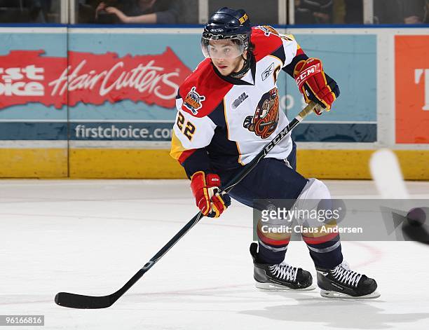 Zack Torquato of the Erie Otters skates in a game against the London Knights on January 22, 2010 at the John Labatt Centre in London, Ontario. The...