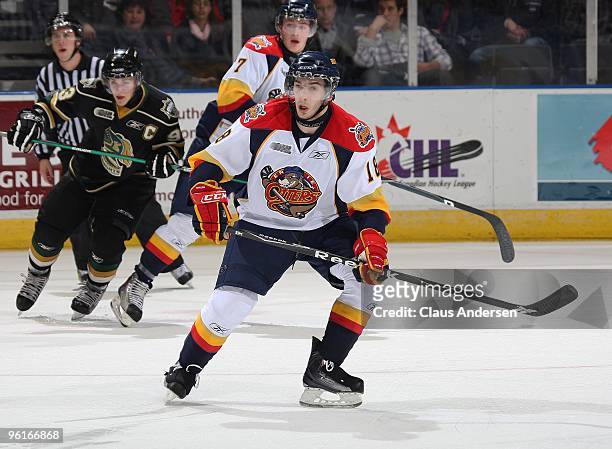 Brett Appio of the Erie Otters skates in a game against the London Knights on January 22, 2010 at the John Labatt Centre in London, Ontario. The...