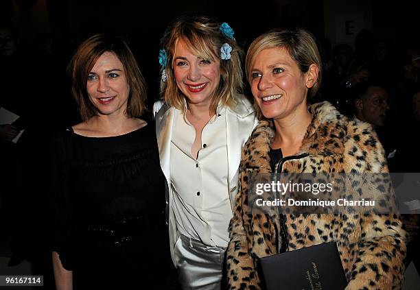 Marie-Josee Croze, Julie Depardieu and Marina Fois attend Etam Spring/Summer 2010 Collection Launch by Natalia Vodianova at Hotel Ritz on January 25,...