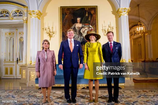 King Willem-Alexander of The Netherlands and Queen Maxima of The Netherlands are welcomed by Grand Duke Henri of Luxembourg and Grand Duchess Maria...
