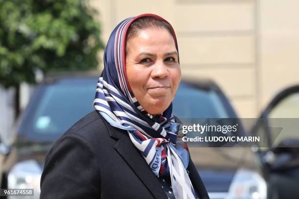 French-Moroccan activist Latifa Ibn Ziaten leaves the Elysee Palace after a meeting with French First Lady Brigitte Macron in Paris on may 23, 2018....