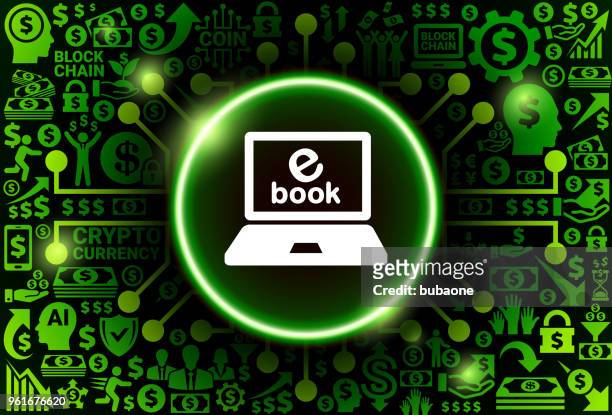 reading online icon on money and cryptocurrency background - selling books stock illustrations