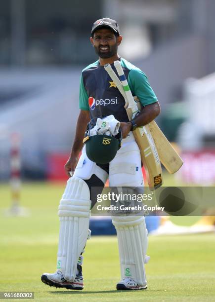 Asad Shafiq of Pakistan during a nets session at Lord's Cricket Ground on May 23, 2018 in London, England.