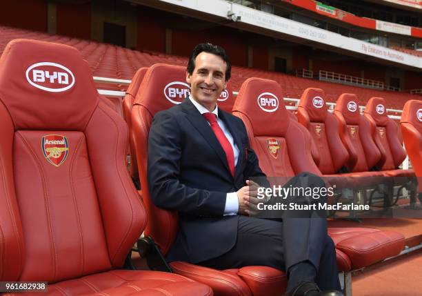 Arsenal unveil new Head Coach Unai Emery at Emirates Stadium on May 23, 2018 in London, England.